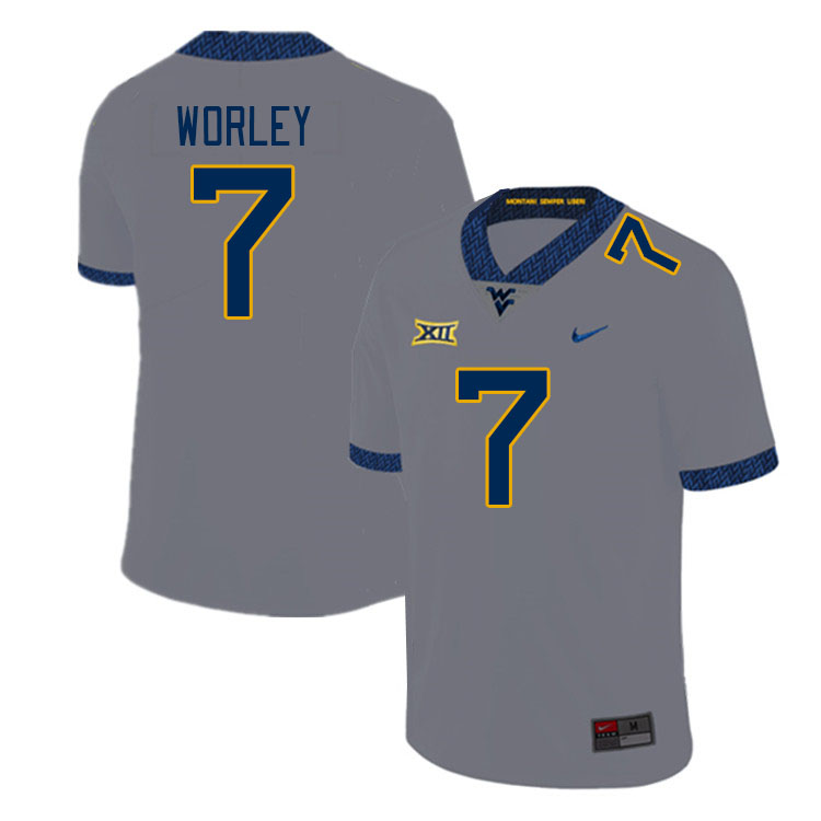 West Virginia Mountaineers #7 Darryl Worley College Football Jerseys Stitched Sale-Grey